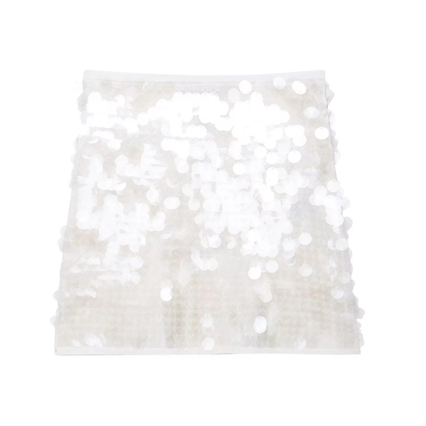 Women Y2K With Sequined Solid A-Line Mini Skirt Side Zipper High Waist Female Chic Lady Casual Skirts