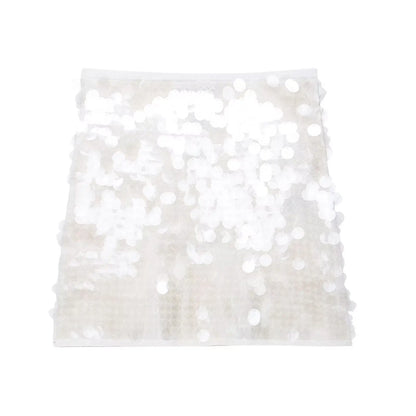Women Y2K With Sequined Solid A-Line Mini Skirt Side Zipper High Waist Female Chic Lady Casual Skirts