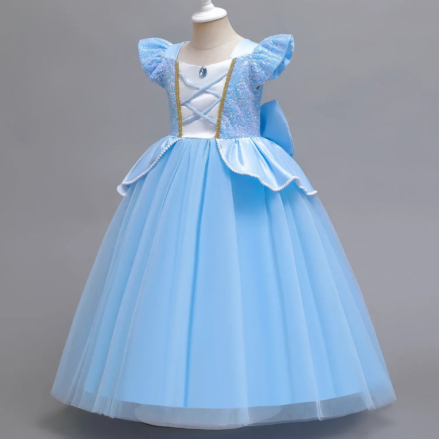 Cinderella Princess Ball Gown Fancy Birthday Rapunzel Belle Vestidos Party Dress Girls Costume Carnival Elegant Clothes