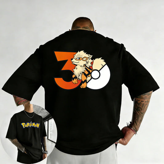 30th Anniversary Arcanine Printed T-shirt Summer Men's and Women's Loose Casual Hip Hop Trendy Short Sleeve Top