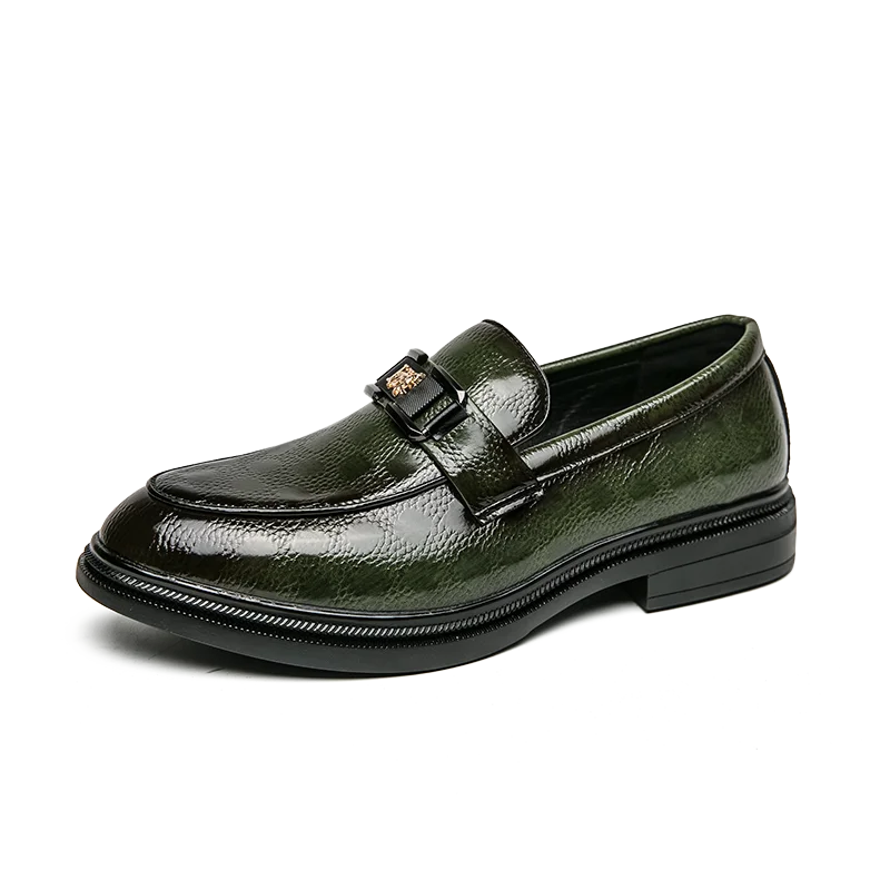 Original Design Dress Shoes For Men Business Casual Leather Formal Shoes Man Fashion Green Comfortable Slip-on Men's Social Shoe