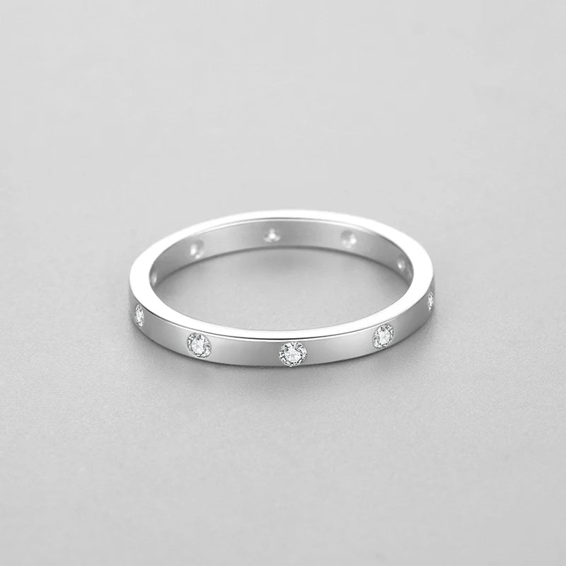 Ailmay Real 925 Sterling Silver Simple Zirconia Geometric Design Stackable Finger Ring For Women Anniversary Fine Jewelry Gift