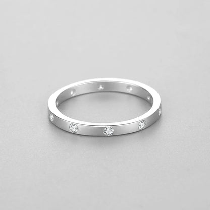 Ailmay Real 925 Sterling Silver Simple Zirconia Geometric Design Stackable Finger Ring For Women Anniversary Fine Jewelry Gift