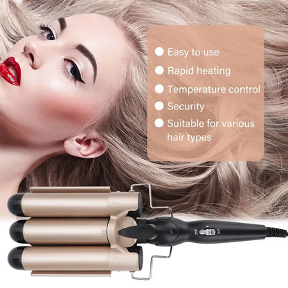 Hot Selling Three Tube Curling Stick Egg Roll Fluffy Thin Curling Stick Waver Hair Curler 3 Barrel Hair Curler