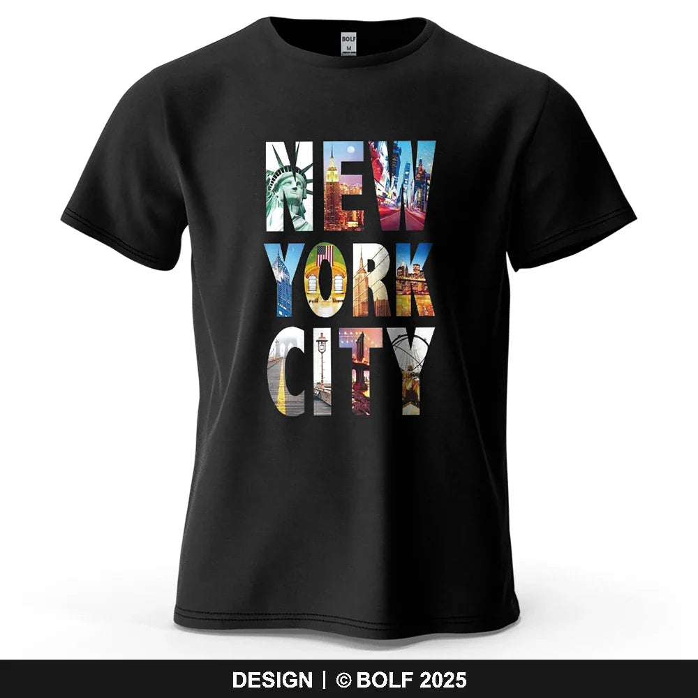 NYC Vibes Printed Men's T-Shirt 100% Cotton Oversized Urban Trendy Graphic Tees for Women Tops Tees Casual Streetwear