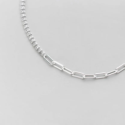 Stackable Zirconia Geometric Oval Interlock Genuine 925 Sterling Silver Asymmetry Bracelet Bangle for Women Fine Jewelry