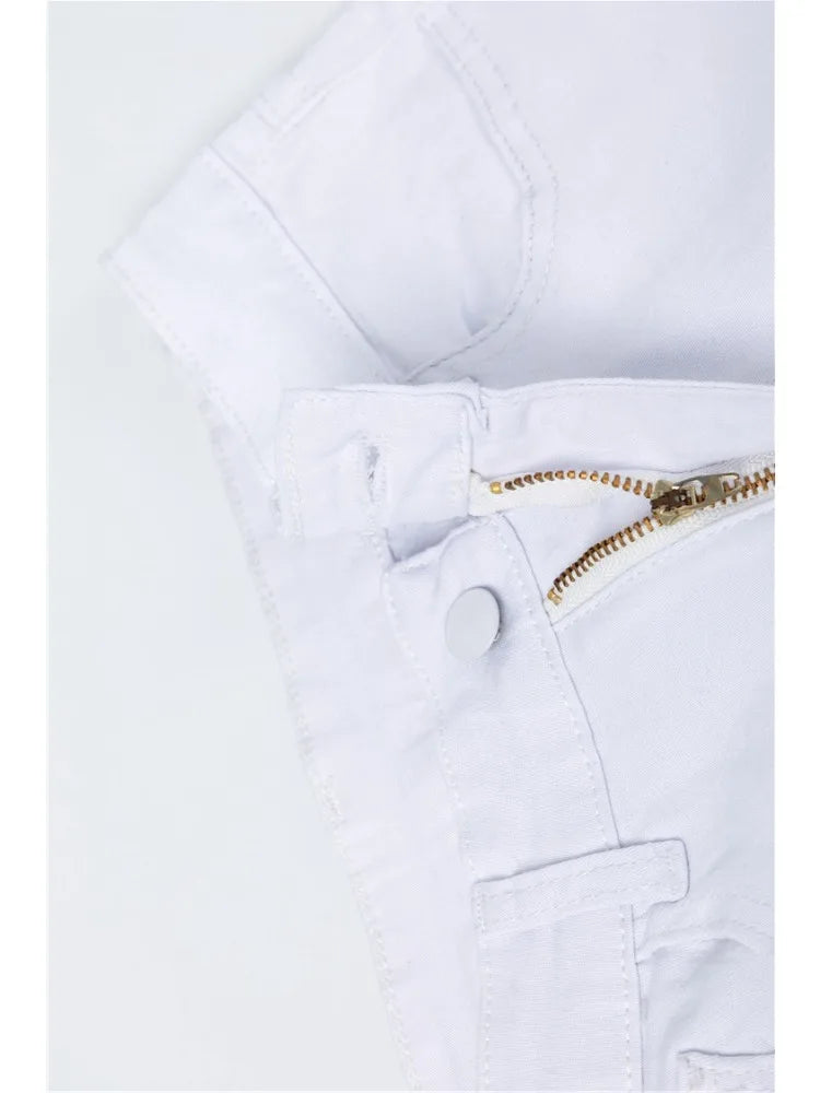 Fashionable Women's Versatile Solid Color Jeans European and American Holed Jeans Minimalist Slim Fit Pencil Pants