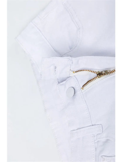 Fashionable Women's Versatile Solid Color Jeans European and American Holed Jeans Minimalist Slim Fit Pencil Pants
