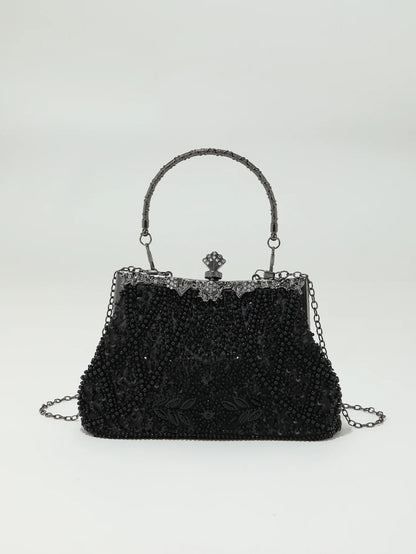 vintage trend Heavy industry embroidery flower beaded hand-held evening bag for party，wedding