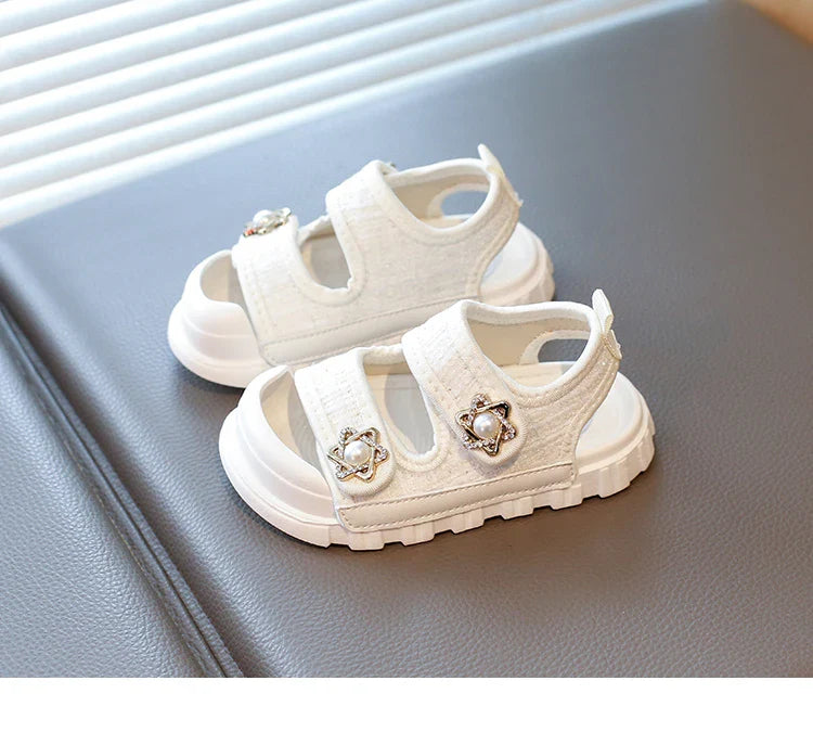 2025 Summer New Children Sandals Girls Elegant Princess Style Sandals Baby Anti-kick Foot Protection Sandals