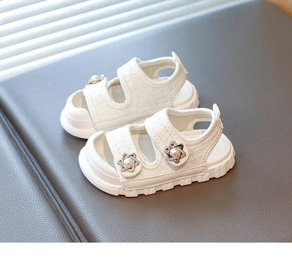 2025 Summer New Children Sandals Girls Elegant Princess Style Sandals Baby Anti-kick Foot Protection Sandals