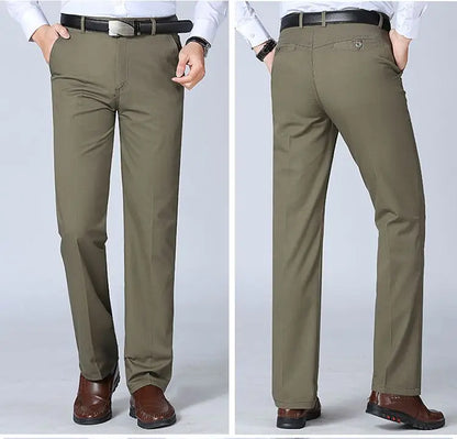 Professional Business Men's 100% Cotton Trousers Autumn Thick Summer Light Smart Office Style Quick-Drying Work Pants GOZBKF