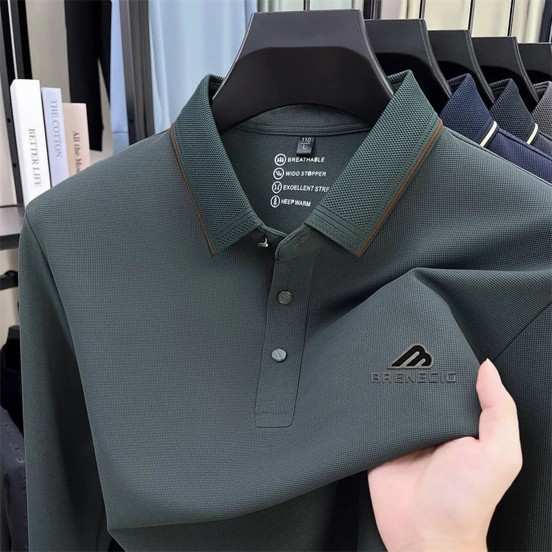 Men's long sleeved T-shirt shirt collar polo shirt 2025 spring autumn new casual wear horse logo