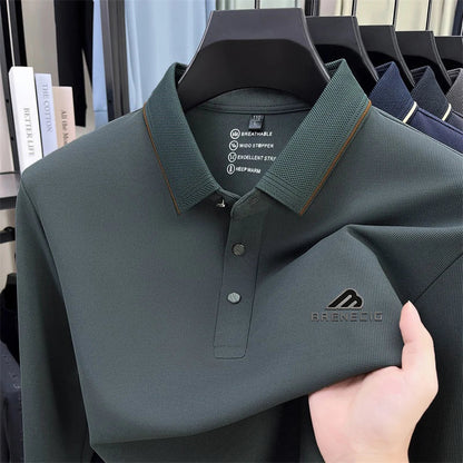 Men's long sleeved T-shirt shirt collar polo shirt 2025 spring autumn new casual wear horse logo