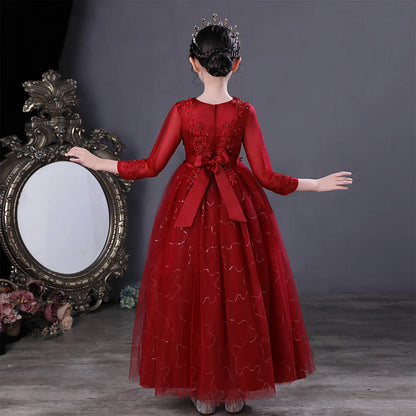 Princess Dress Girls' Pengpeng Yarn Spring/Summer New Long Sleeve Fashionable Children's Performance