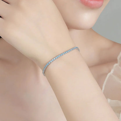 2mm Blue High Carbon Diamond Tennis Bracelet for Women 925 Sterling Silver Color Gemstone Bracelets Party Jewelry Gifts