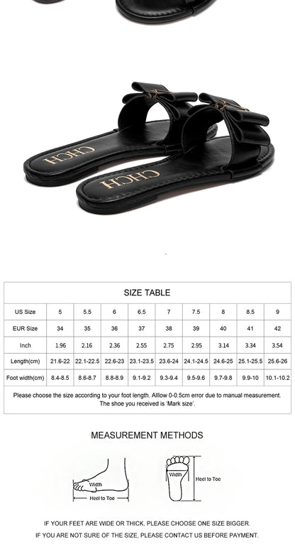 Women's Flat Shoes New Summer Bow Casual Slippers Black Commuting Women's Shoes