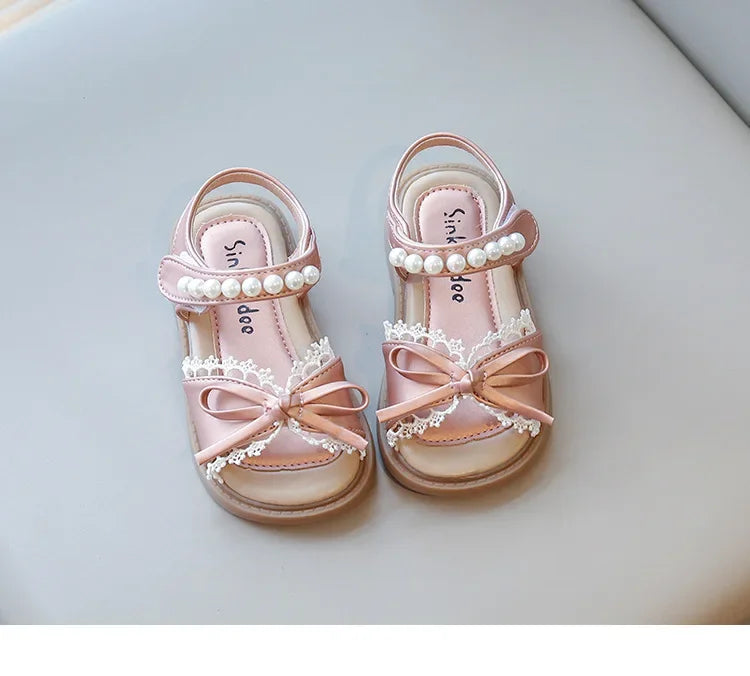 Kids Summer Beach Shoes Bow New Classmate Baby Soft Sole Fashion Girls Sandals Non-slip Princess Shoes Size 25-30