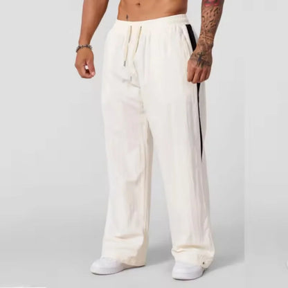 2025 Autumn New Track Pants Men's Loose Casual Pants Wide Leg Trendy Sports Splicing Breathable Pants American Sports Pants
