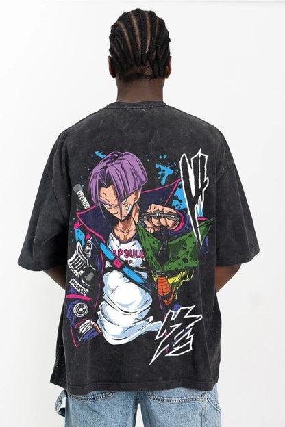Summer Men's Washes T-shirts Japanese Anime Dragon Ball Torankusu Graphic Clothing Tops Y2K Oversized Cotton DBZ Couple's Tees