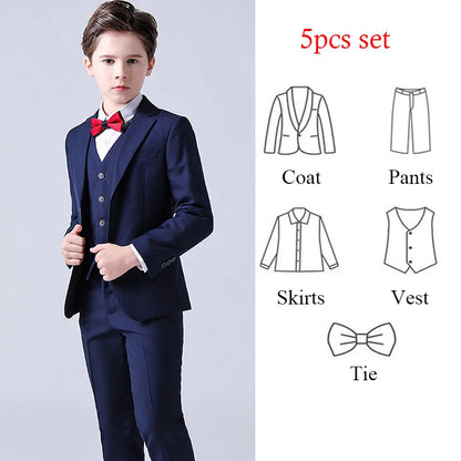 1-14 Years Children Boy Wedding Suit Black Nave Blue Elegant Suits For Children Boys Suits Outfits Set Teenager Kids Suits