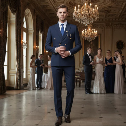 Terno Masculino de Dois Botões Elegante e Casual Slim Fit para Noivo Blazer Jaqueta Calças para Festa