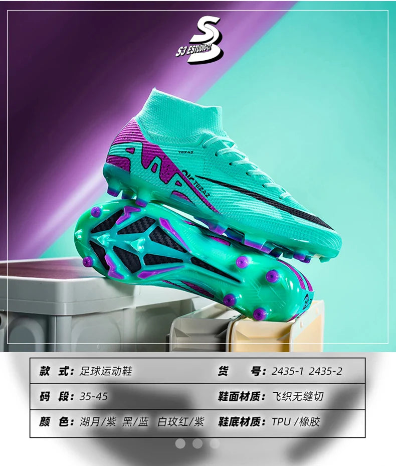 TF/FG Lightweight Ankle Football Boots Men's Football Shoes Outdoor Anti slip Grass Professional Training Tournament Sports Shoe