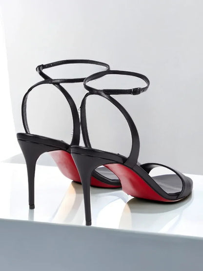 Novas sandálias de salto fino nude sexy de peça única com salto alto, com temperamento feminino, sapatos de salto alto confortáveis para mulheres francesas