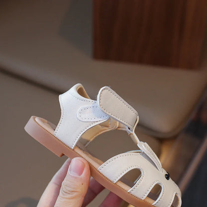 Toddler Children Sandals Rabbit Lovely White Brown Kids Summer Shoes Unisex Breathable Flexiable Comfy Boys Girls Shoes 21-30