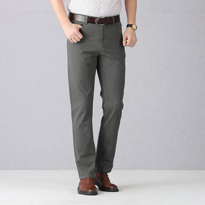 Dayton Olive Stretch Chinos:Mens Suit Pants Cotton Casual Stretch Male Trousers Long Straight High Quality Dress Pants 40 42 44