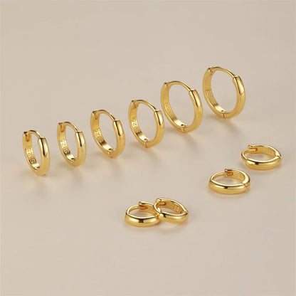 Silver 925 1 pair Women Small Hoops Earring Piercing Ear Cartilage Tragus Simple Thin Circle Anti-allergic Ear Buckle