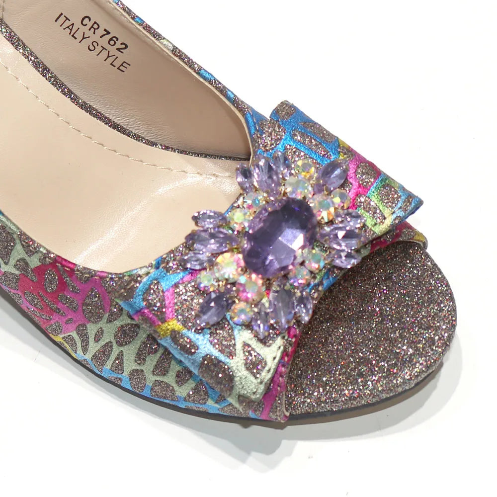 African Fashion Italian Shoes And Bag Sets For Evening Party With Stones Colorful Italian Handbags Match