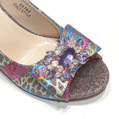 African Fashion Italian Shoes And Bag Sets For Evening Party With Stones Colorful Italian Handbags Match