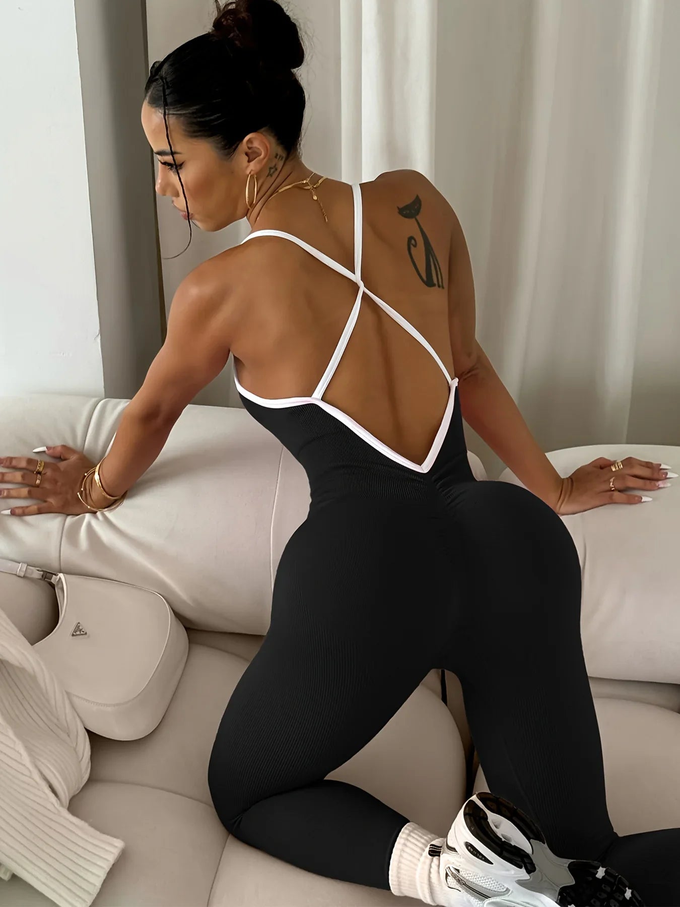 Pink Sports Jumpsuit Girls Running One Piece Bodysuit Workout Rompers Women Overalls Sportswear Fitness Yoga Suit