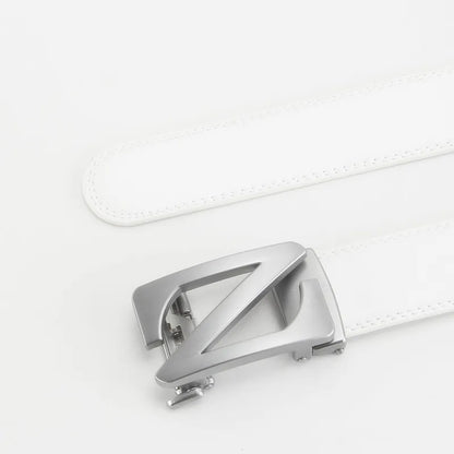 3.5cm White Color Click Belt for Men Unisex Genuine Leather Waist Straps for Jeans Automatic buckle Belts