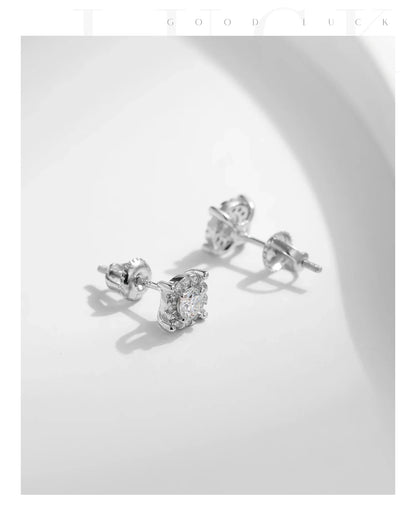 D Color Moissanite Stud Earrings Round Cut Lab Created Diamond 925 Sterling Silver Silver Bridal Jewelry For Women Gifts