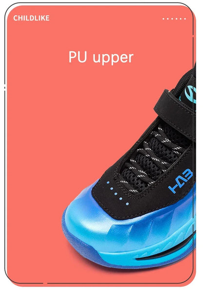 Trend Cool Kids Shoes Leather Lightweight Breathable Boy Girl Sneakers Basketball Shoes Non-slip Children Outdoor Running Shoes