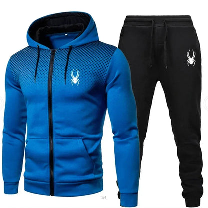 2026 New Spring Autumn Men's Long Sleeve Hoodie; Pants Two-piece Set Fashion Outdoor Running Sports Suit