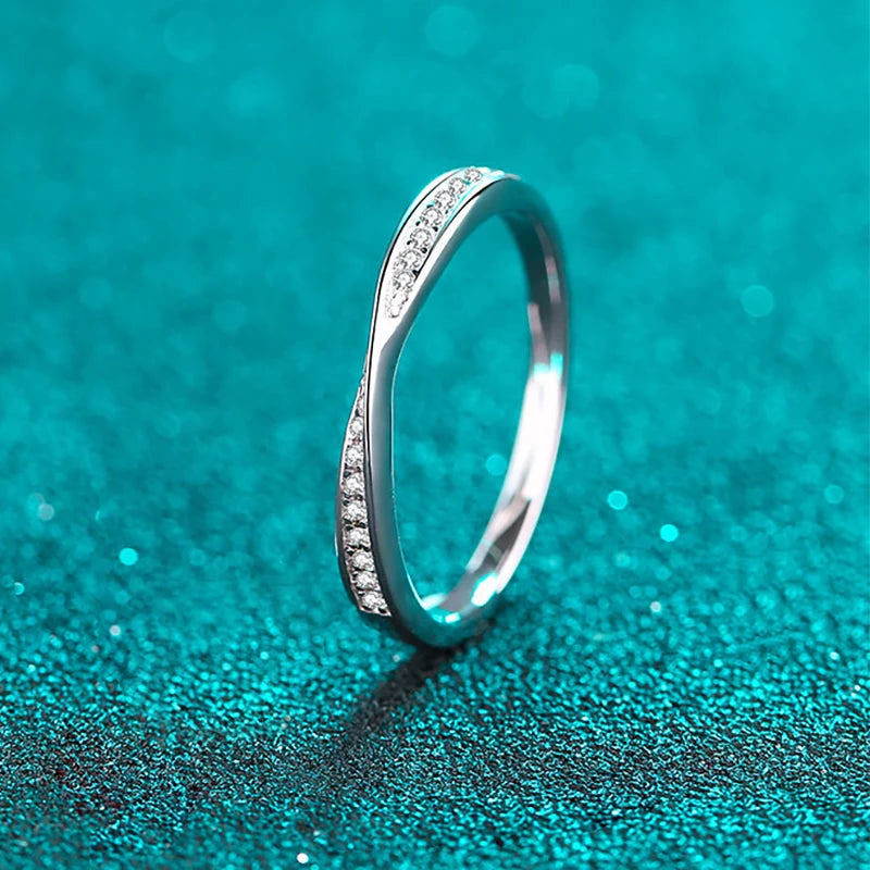 100% 925 Sterling Silver Moissanite Ring for Women Men Couple Ring Valentine's Day Gift White Gold Plated Unisex Band