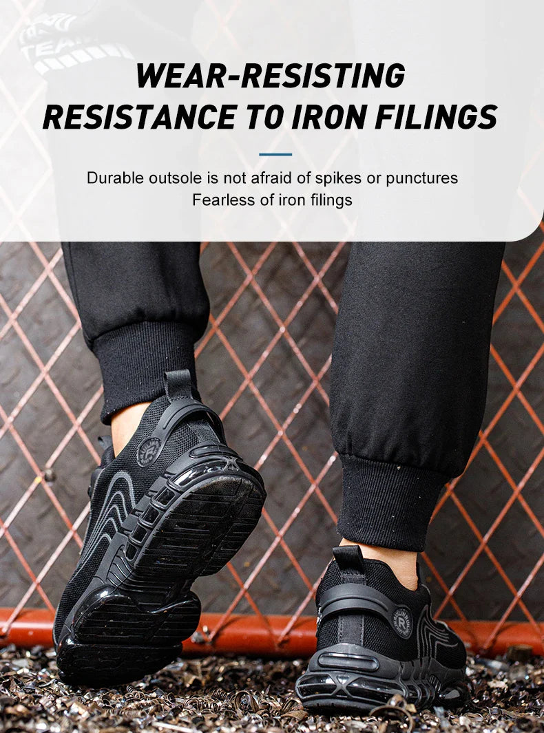 Rotating Button Work Safety Shoes for Men protection Safety Work Shoes Anti Puncture Work Sneakers Anti-smash Steel Toe Boots