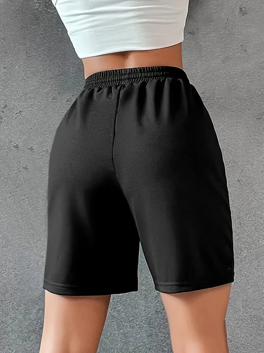 Women's sports shorts and sweatpants solid color pants with pockets and drawstrings loose knitted sweatpants