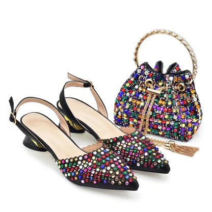 Women's PU Leather Dress Pump and Handbag Set