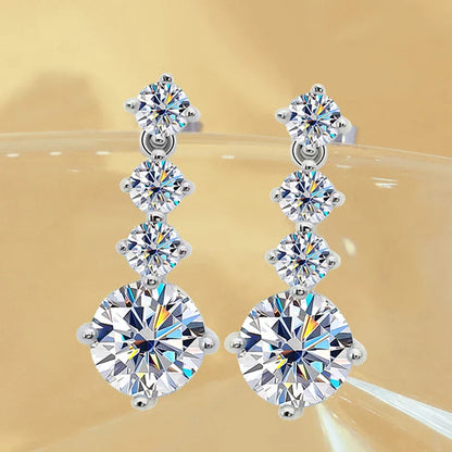 S925 Silver Moissanite Drop Earrings For Women 2.6 Carat Real Moissanite Lab Diamond Engagement Wedding Fine Jewelry Gift