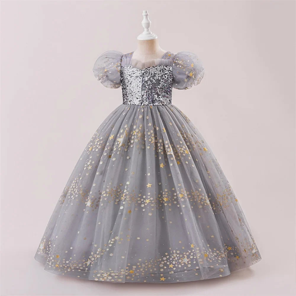 Summer Sequins Party Girls Dress Elegant Wedding Bridesmaids Birthday Prom Dresses for Girl Birthday Evening Christmas Costumes