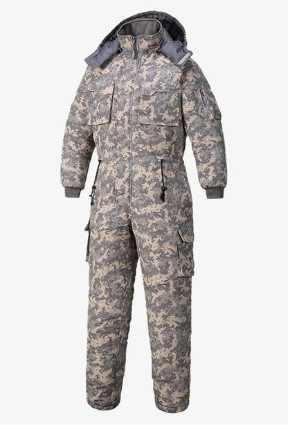 Men Winter Waterproof Thick Cotton Jumpsuit Clothing Outdoor Convenient Sports Camo Jacket Warm Cold Proof Hooded Work Clothes