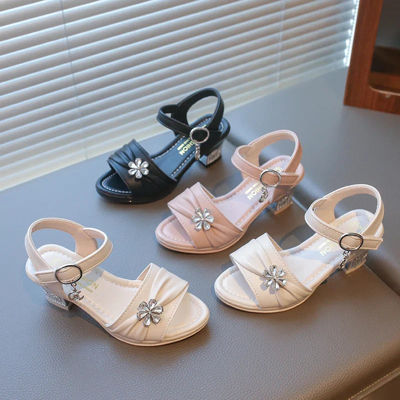 Girls Princess Sandals Summer Kids Low Heels Fashion Party Dress Casual Shoes Outdoor Causal Sandals Children Soft Sole Bow