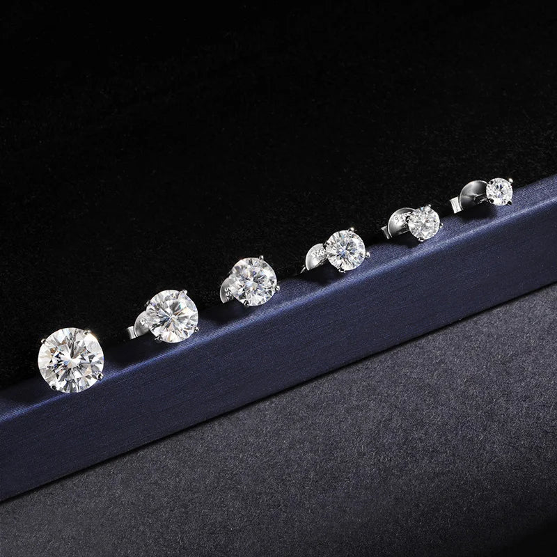 4 Prong 0.2-2CT Moissanite Stud Earrings D Color For Women Men S925 Silver Plated 18k Party Wedding Diamond Earring GRA