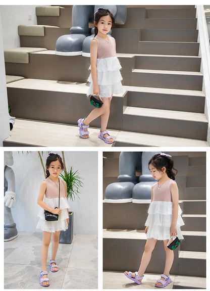 2026 New Summer Girls Sports Sandals Love Heart Decor Soft Non-Slip Beach Sandals For 3-12 Years Old Kids