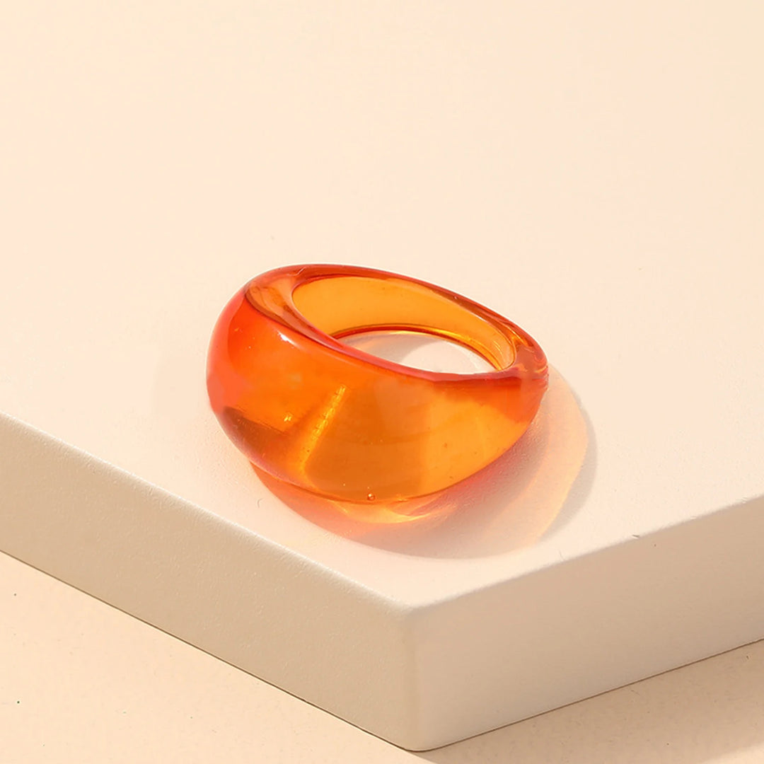 Round Rings For Women Big Kpop Finger Ring For Girls Punk Resin Ring