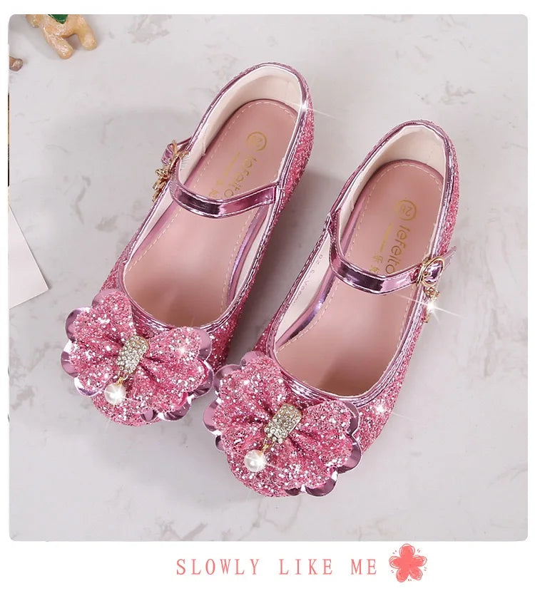 Baby Girls Princess Shoes Party Butterfly Crystal High Heels Sandal Children Dance Glitter Diamond Shoe Kids Walk Show Shoes